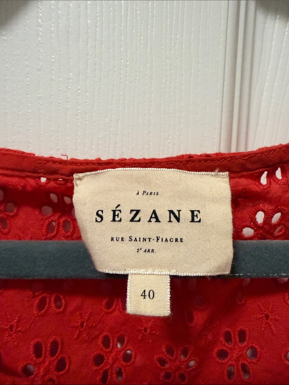Sezane Red Eyelet Tie-Shoulder Tank - Picture 2 of 2